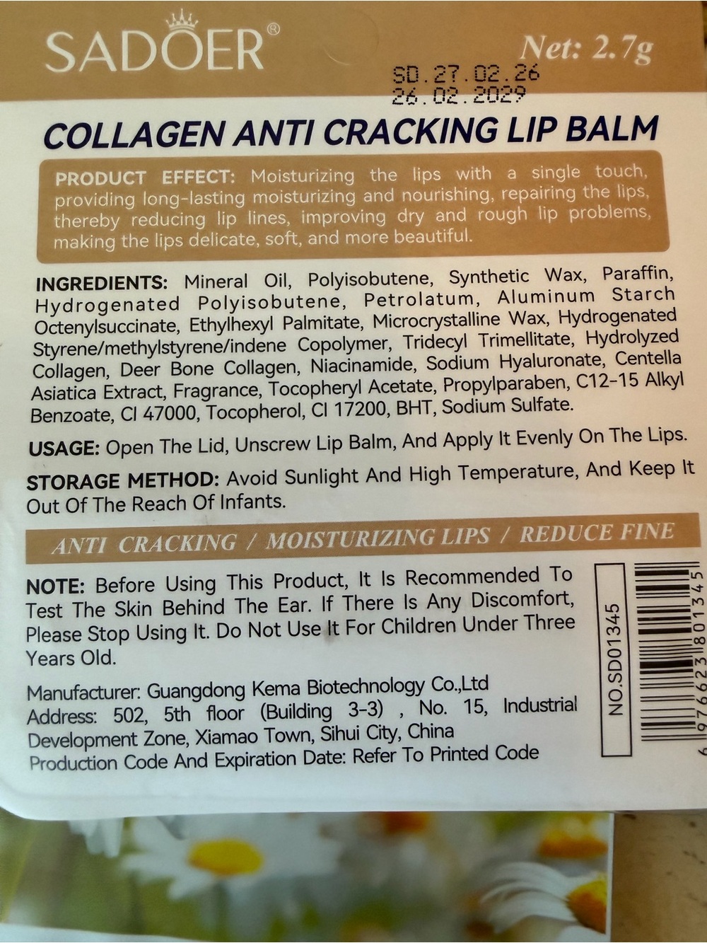 Sadoer Korean Skincare Collagen Facial Mask & Lip Balm Set with Hand Cream - Picture 2 of 6